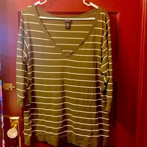 Olive Green w/ White Stripes Torrid Shirt